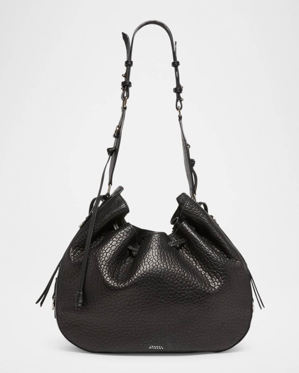 Bolton Pebble Leather Drawstring Hobo Bag
